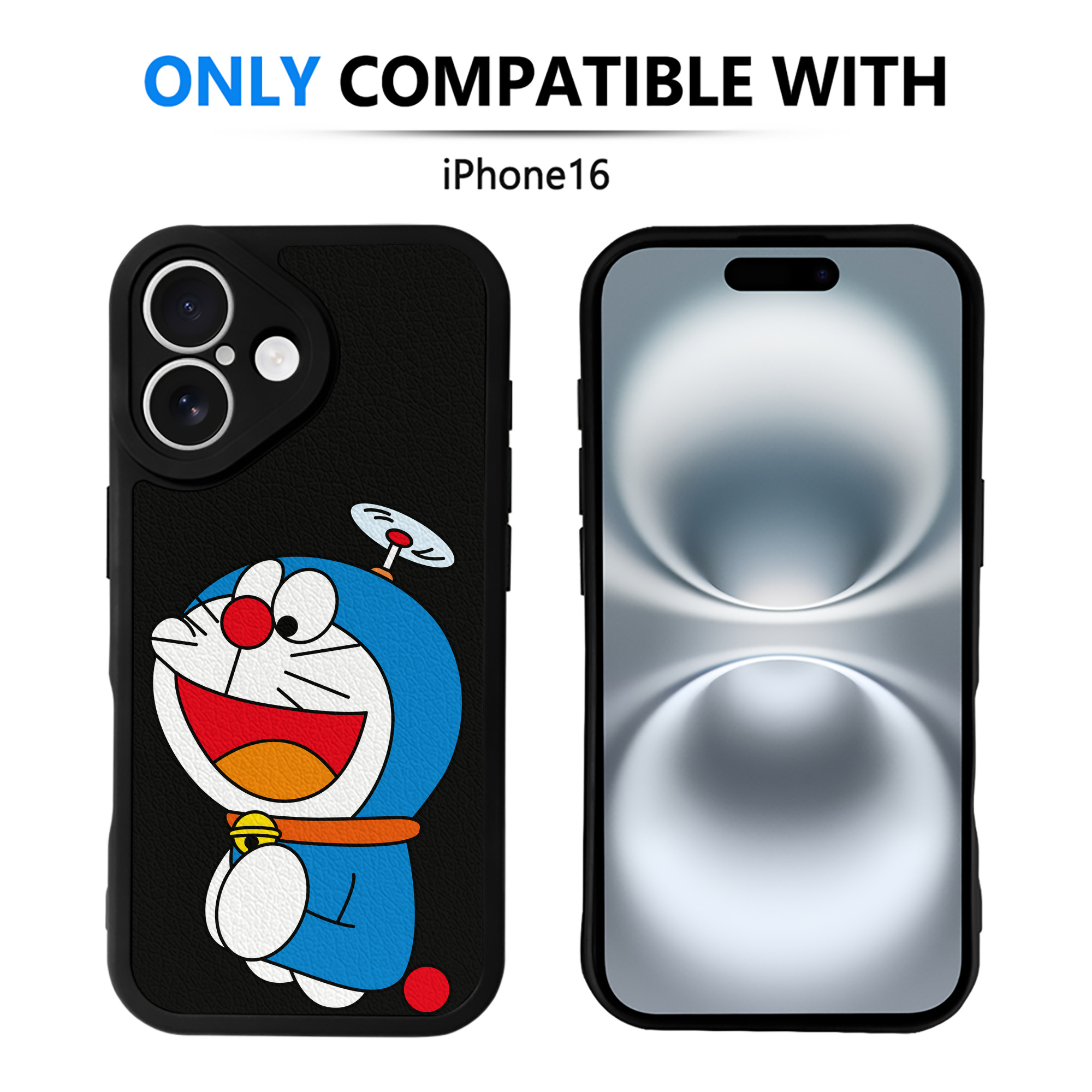 （画像用） ドラえもん Doraemon 【iPhone 16シリーズ対応】シリコンスマホケース（レザー調） 材質：シリコン